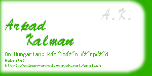 arpad kalman business card